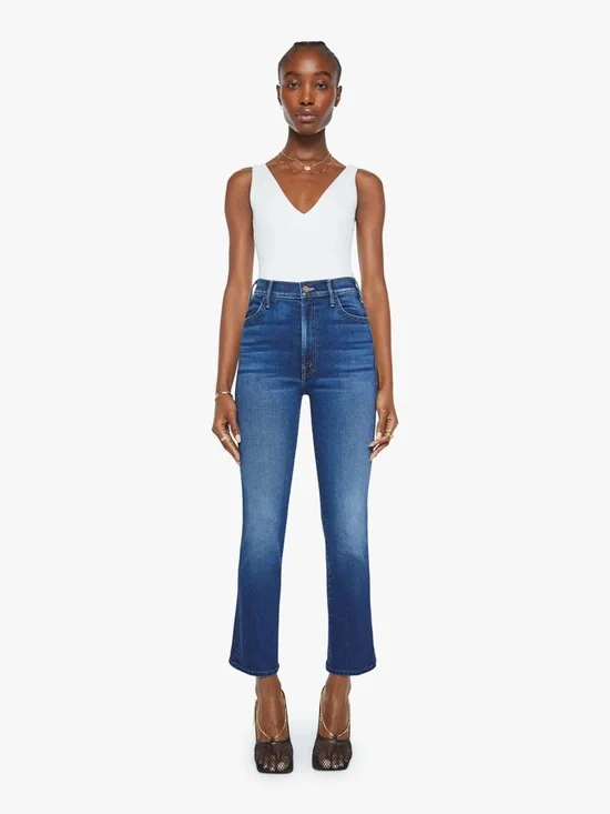 MOTHER High-Rise Hustler Ankle Fray Indigo Blue Slim Jeans - Picture 2 of 14